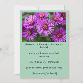 Roze New England Asters Bruiloft Kaart
