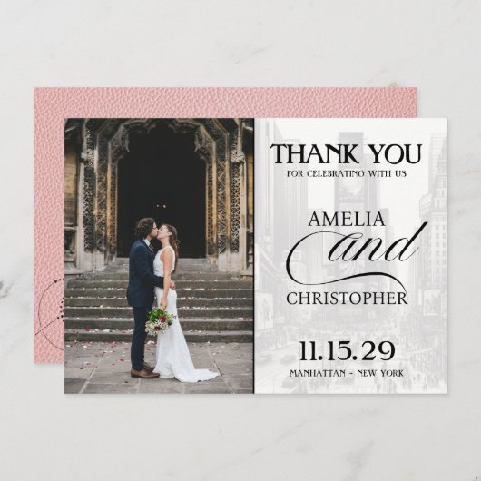 Roze New York City Passport Bedankkaart (Voorkant / Achterkant)