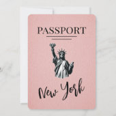 Roze New York City Passport Wedding Kaart (Achterkant)