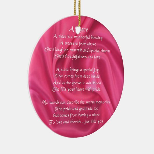 Roze - Niece Poem Keramisch Ornament (Rechts)
