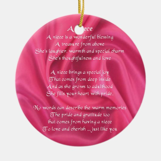 Roze - Niece Poem Keramisch Ornament (Voorkant)