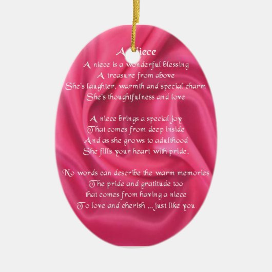 Roze - Niece Poem Keramisch Ornament (Voorkant)