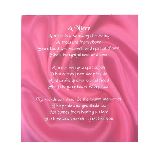 Roze - Niece Poem Notitieblok (Voorkant)