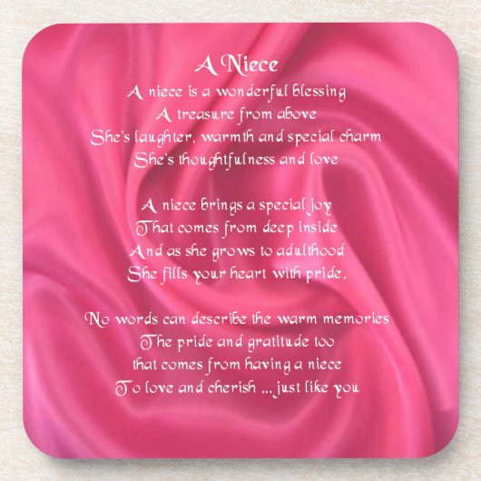 Roze - Niece Poem Onderzetter (Voorkant)