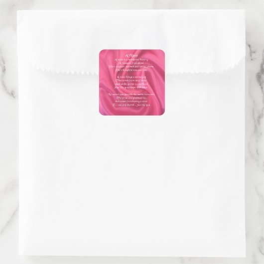Roze - Niece Poem Vierkante Sticker (Tas)