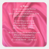 Roze - Niece Poem Vierkante Sticker (Voorkant)