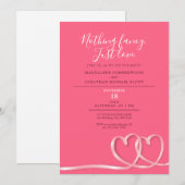 Roze Niets Fancy Gewoon Liefde Dubbele Harten Lint Kaart (Voorkant / Achterkant)