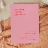 Roze Niets fancy gewoon liefdesretro bruiloft Kaart
