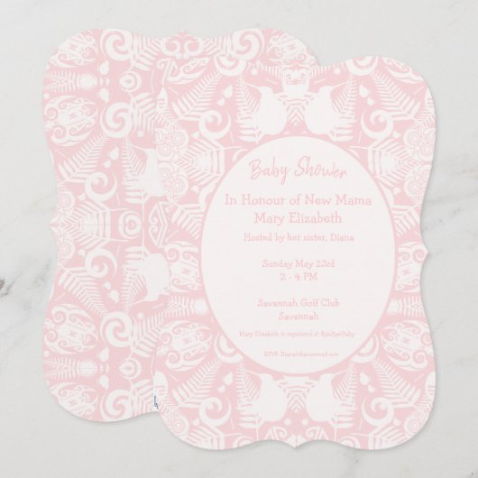 Roze Nieuw-Zeelandse stammenDesign Baby shower Kaart (Voorkant / Achterkant)