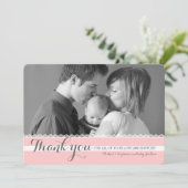  roze nieuwe baby Dank je wel Bedankkaart (Staand voorkant)