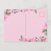 Roze Nieuwe Baby Foto Kerst Kaart Meisje Poinsetti (Achterkant)