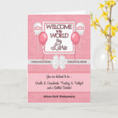 Roze nieuwe baby Girl Libra Gefeliciteerd Kaart (Gele Bloem)