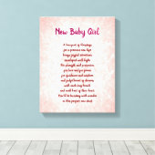 Roze  Nieuwe Baby Meisje Gedicht Canvas Afdruk (Insitu (Houten vloer))