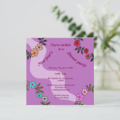 Roze nieuwjaarsdiner met bloemenkrans kaart (Staand voorkant)