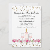 Roze Nieuwjaarsuitnodiging Kaart (Voorkant)