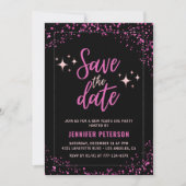 Roze nieuwjaarsuitnodiging Save the date Glam Kaart (Voorkant)