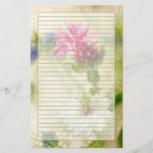 Roze Nigella Bloemfotografie Victoriaans gevoerd Briefpapier