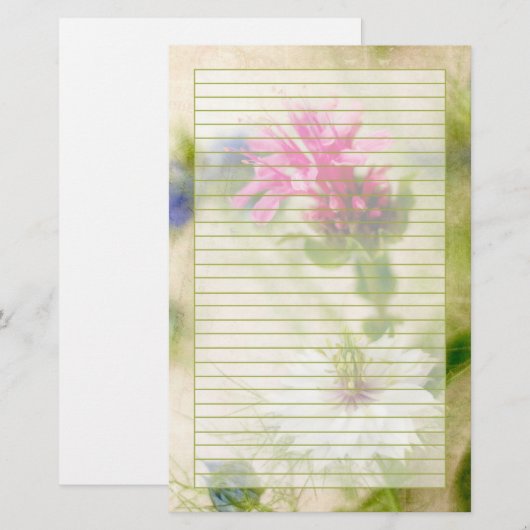 Roze Nigella Bloemfotografie Victoriaans gevoerd Briefpapier (Voorkant / Achterkant)