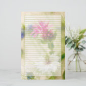 Roze Nigella Bloemfotografie Victoriaans gevoerd Briefpapier (Staand voorkant)