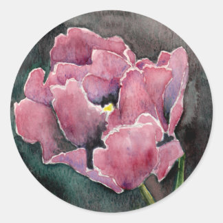 Roze NIght Tulip Envelop Bruiloft Seal Ronde Sticker