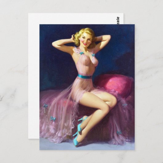 Roze Nighty Pin omhoog Briefkaart (Voorkant / Achterkant)