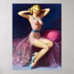 Roze Nighty Pin omhoog Poster<br><div class="desc">retro pinup. Afbeelding met hoge resolutie van het canvasschilderij.</div>