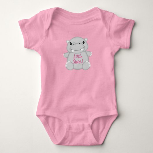 Roze nijlpaard baby shower romper (Voorkant)