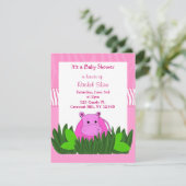 Roze Nijlpaard Baby Shower Uitnodiging (Staand voorkant)