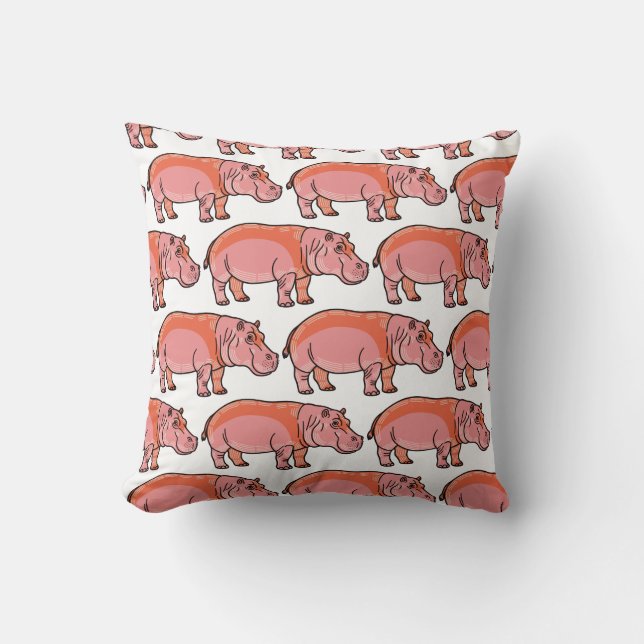 Roze Nijlpaard  Kussen (Voorkant)