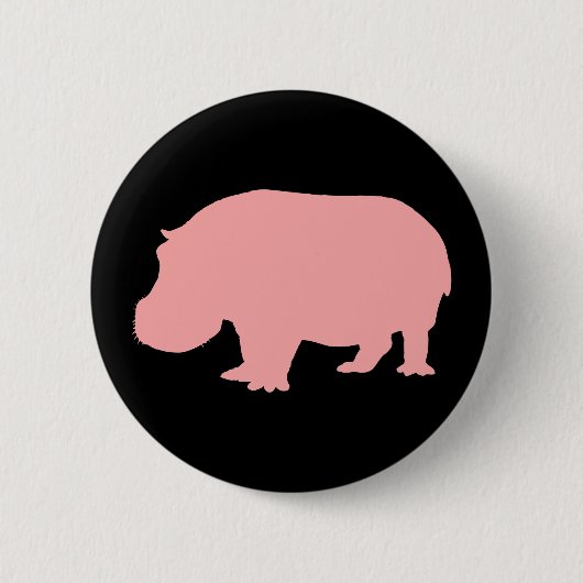 Roze Nijlpaard Ronde Button 5,7 Cm (Voorkant)