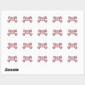 roze nijlpaard schedel roze gekruiste botten ronde sticker (Vel)