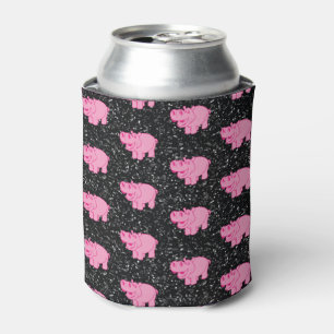 Roze nijlpaarden Schattig nijlpaard Lachend gezich Blikjeskoeler