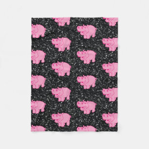 Roze nijlpaarden Schattig nijlpaard Lachend gezich Fleece Deken