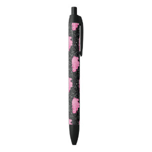Roze nijlpaarden Schattig nijlpaard Lachend gezich Zwarte Inkt Pen