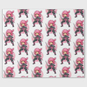 roze ninja meisje cadeaupapier (Vlak)