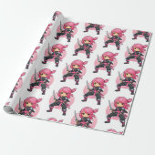 roze ninja meisje cadeaupapier (Uitgerold)