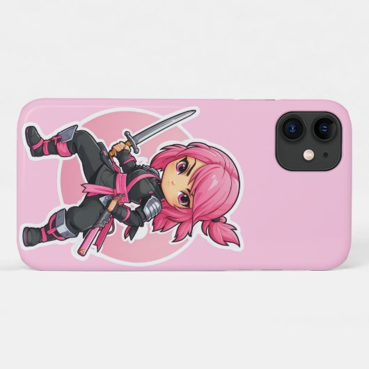 roze ninja meisje Case-Mate iPhone case (Achterkant (horizontaal))