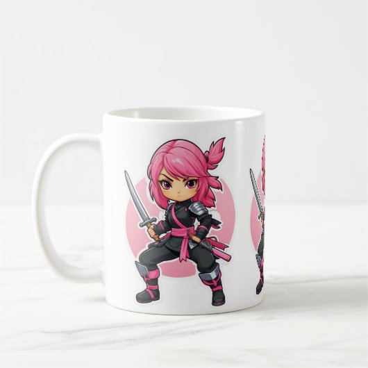 roze ninja meisje koffiemok (Links)