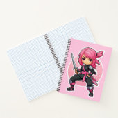 roze ninja meisje notitieboek (Binnen)