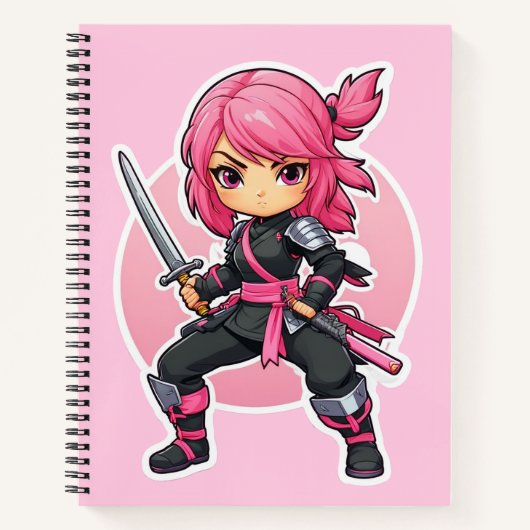 roze ninja meisje notitieboek (Voorkant)