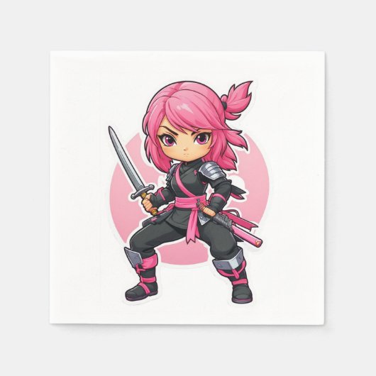 roze ninja meisje servet (Voorkant)