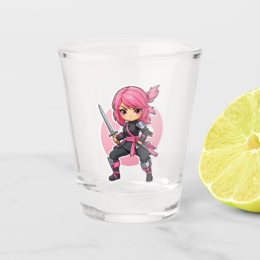 roze ninja meisje shot glas (Voorkant)
