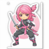 roze ninja meisje sticker (Voorkant)