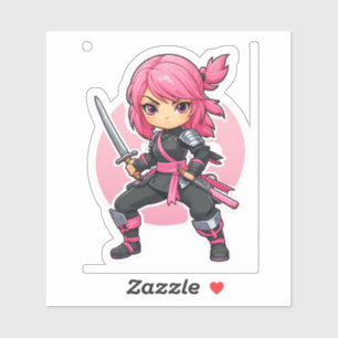 roze ninja meisje sticker