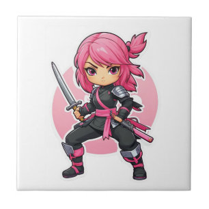 roze ninja meisje tegeltje