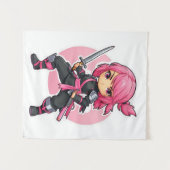 roze ninja meisje wandkleed (Voorkant (horizontaal))