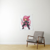 roze ninja meisje wandkleed (In situ)