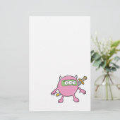 roze ninja monster briefpapier (Staand voorkant)