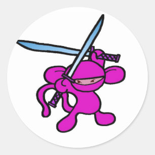 Roze Ninja OverHead-No Words Ronde Sticker