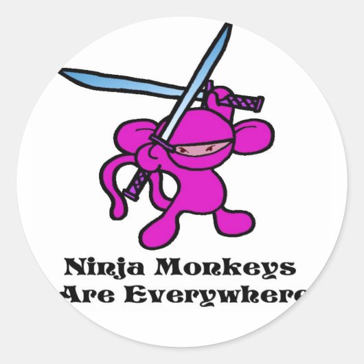 Roze Ninja OverHead Ronde Sticker (Voorkant)